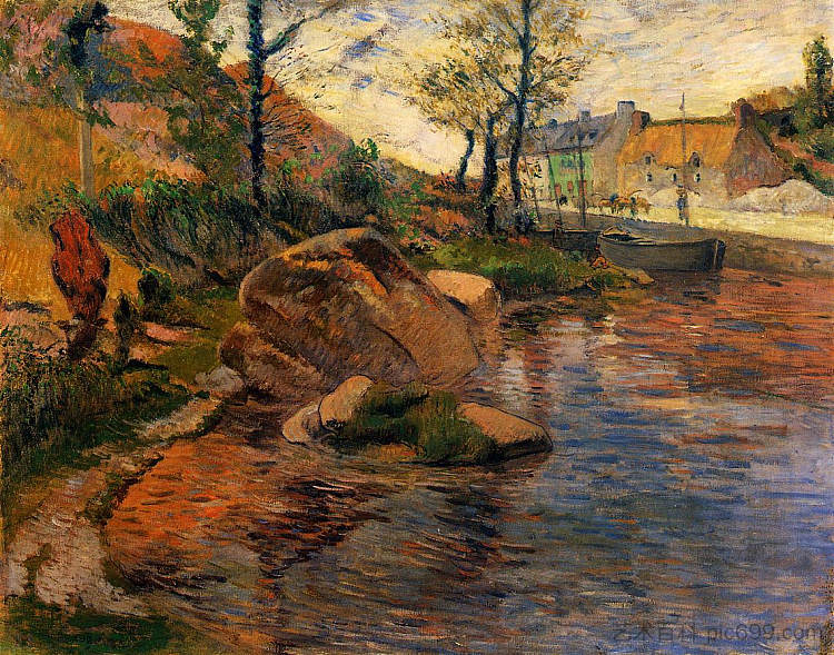蓬阿文港对面的海湾 Cove opposite Pont-Aven Harbor (1888; Pont-aven,France ),保罗·高更