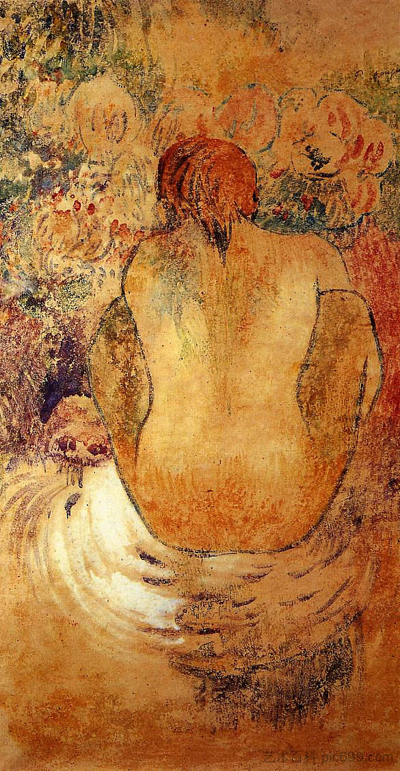 蹲伏的大溪地女人 Crouching Tahitian woman (1902; French Polynesia  )，保罗·高更