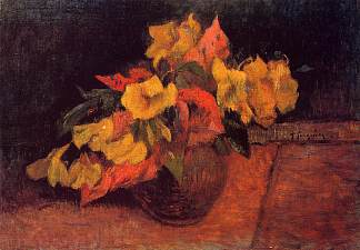花瓶里的月见草 Evening primroses in the vase (1885; Paris,France                     )，保罗·高更