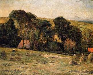 迪耶普附近的干草 Haymaking near Dieppe (1885; France                     )，保罗·高更