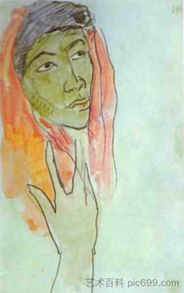 一个女人的头 Head of a Woman (c.1892; French Polynesia ),保罗·高更