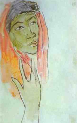 一个女人的头 Head of a Woman (c.1892; French Polynesia                     )，保罗·高更