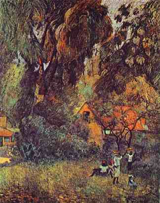 树下的小屋 Huts under Trees (1887; Paris,France                     )，保罗·高更