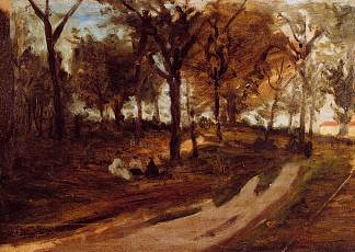 在森林圣云 In the forest Saint Cloud (1873; France                     )，保罗·高更