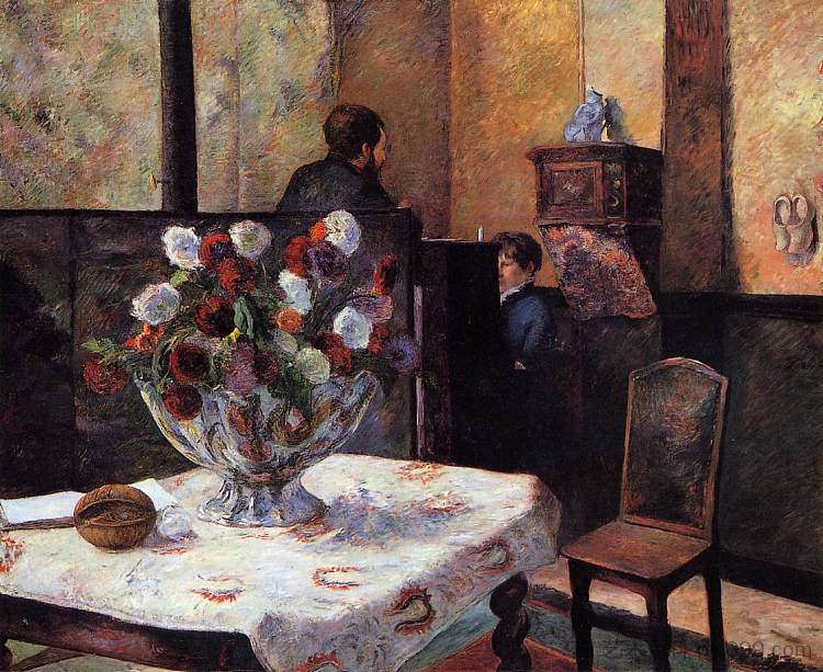 画家之家的内部，卡塞尔街 Interior of the Painter's House, rue Carcel (1881; Paris,France  )，保罗·高更