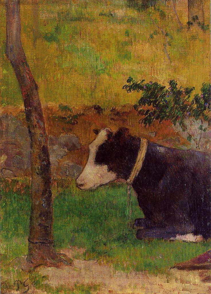 跪着的牛 Kneeling cow (1888; France  )，保罗·高更