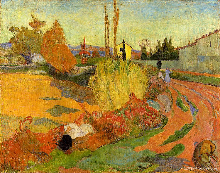 阿尔勒景观 Landscape at Arles (1888; Arles-sur-tech,France  )，保罗·高更