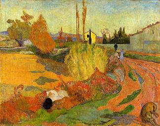 阿尔勒景观 Landscape at Arles (1888; Arles-sur-tech,France                     )，保罗·高更