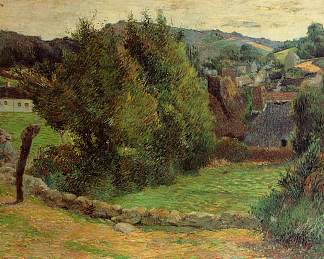 阿文桥景观 Landscape at Pont-Aven (1886; Pont-aven,France                     )，保罗·高更