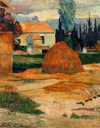 阿尔勒附近的景观 Landscape near Arles (1888; Arles-sur-tech,France                     )，保罗·高更