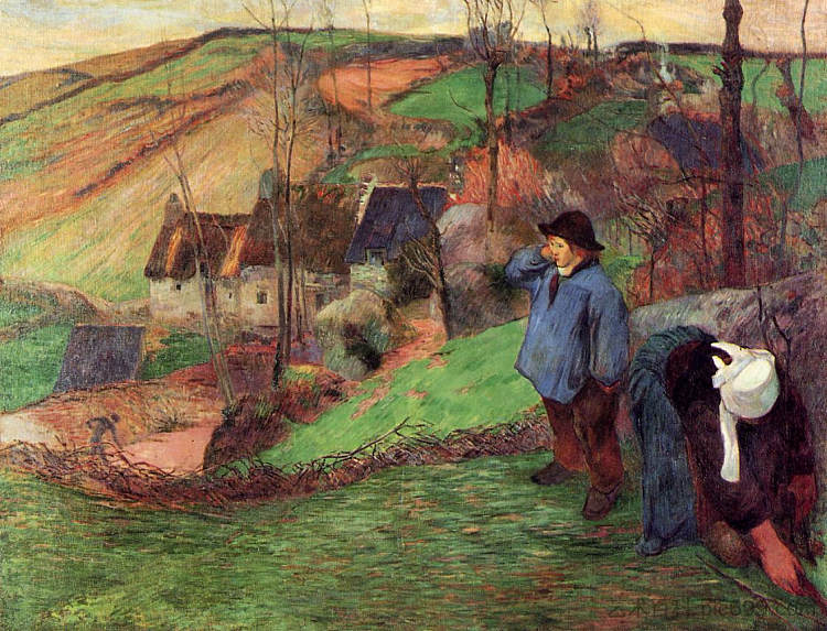布列塔尼景观 Landscape of Brittany (1888; Pont-aven,France ),保罗·高更