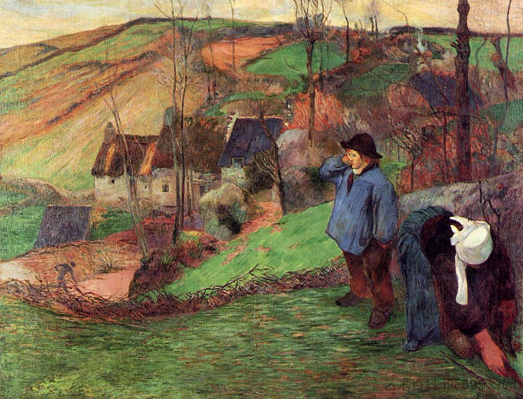 布列塔尼景观 Landscape of Brittany (1888; Pont-aven,France  )，保罗·高更