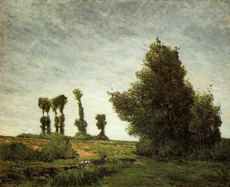 杨树景观 Landscape with Poplars (1875; France ),保罗·高更