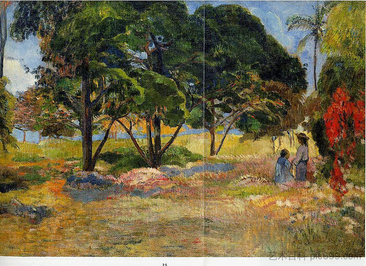 有三棵树的景观 Landscape with three trees (1892; French Polynesia ),保罗·高更
