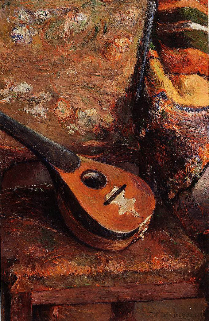 椅子上的曼陀林 Mandolin on a chair (1880; Paris,France  )，保罗·高更