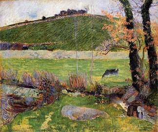 艾文河畔的草地 Meadow at the banks of Aven (1888; Pont-aven,France                     )，保罗·高更