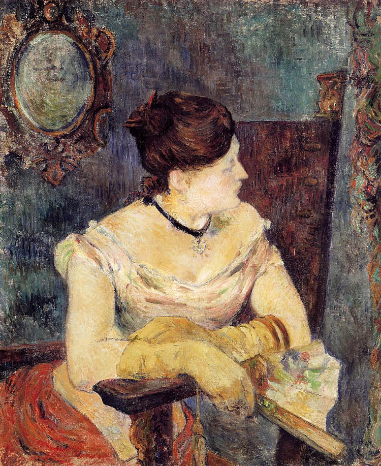 梅特·高更穿着晚礼服 Mette Gauguin in an Evening Dress (1884; Amagerbro / Copenhagen / Amagerbro,Denmark  )，保罗·高更