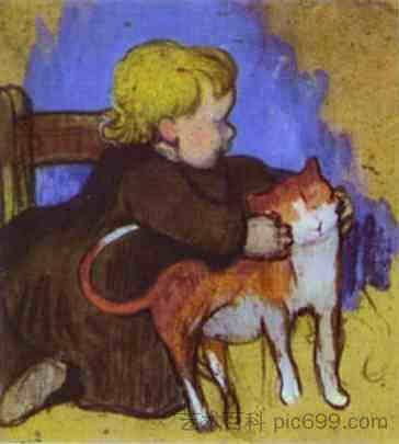 咪咪和她的猫 Mimi and her Cat (1890; France  )，保罗·高更