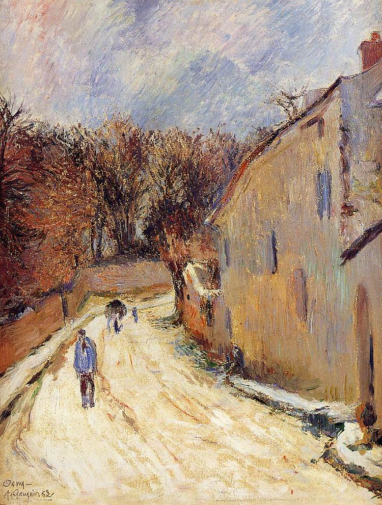 奥斯尼，蓬图瓦兹街，冬季 Osny, rue de Pontoise, Winter (1883; France  )，保罗·高更