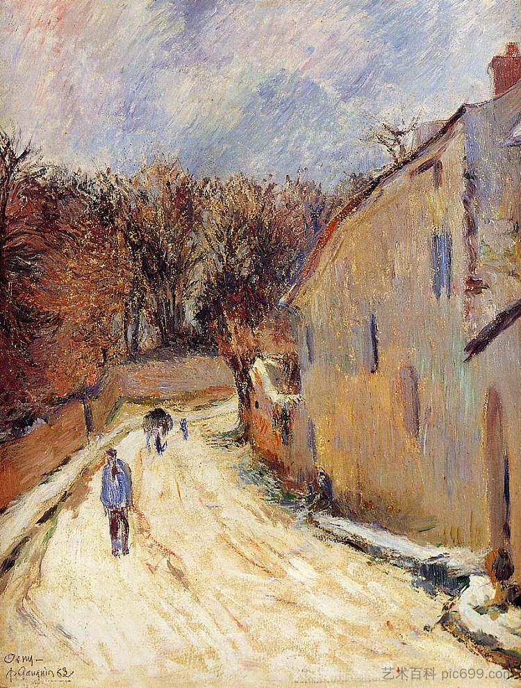 奥斯尼，蓬图瓦兹街，冬季 Osny, rue de Pontoise, Winter (1883; France  )，保罗·高更