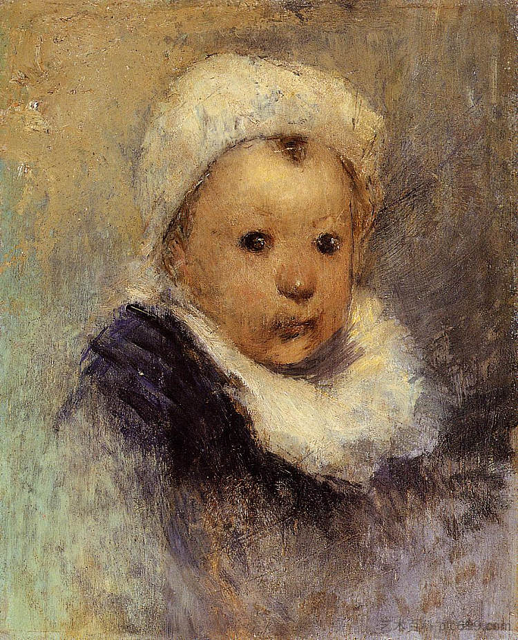 一个孩子的肖像（艾琳·高更） Portrait of a child (Aline Gauguin) (c.1877; Paris,France  )，保罗·高更