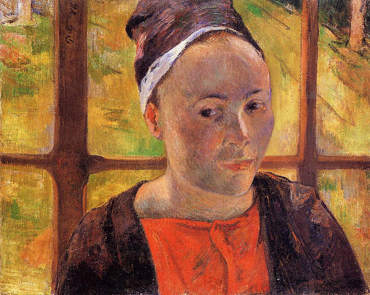 一个女人的肖像(玛丽·拉加杜) Portrait of a woman (Marie Lagadu) (1888; Arles-sur-tech,France ),保罗·高更