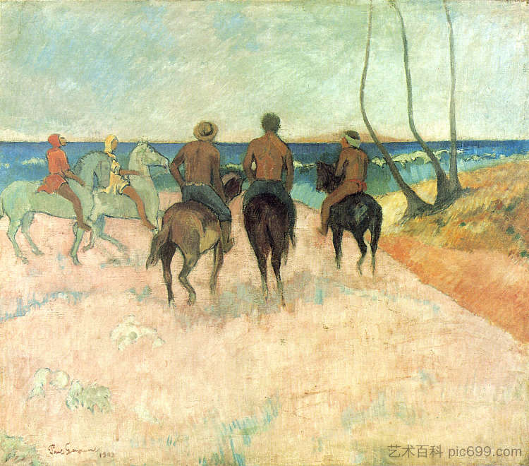 海滩上的骑手 I Riders on the Beach I (1902; French Polynesia  )，保罗·高更