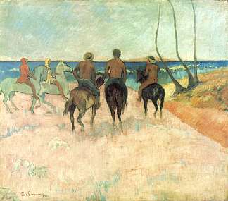 海滩上的骑手 I Riders on the Beach I (1902; French Polynesia                     )，保罗·高更