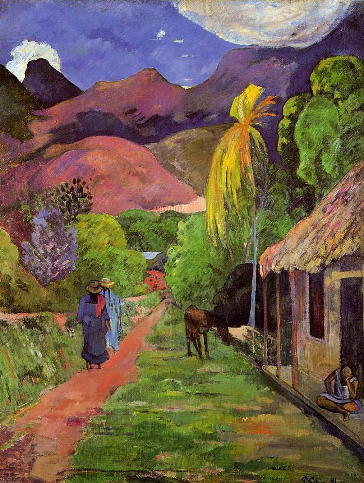 大溪地的道路 Road in Tahiti (1891; French Polynesia  )，保罗·高更