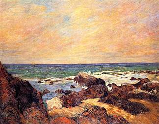 岩石和大海 Rocks and sea (1886; Pont-aven,France                     )，保罗·高更