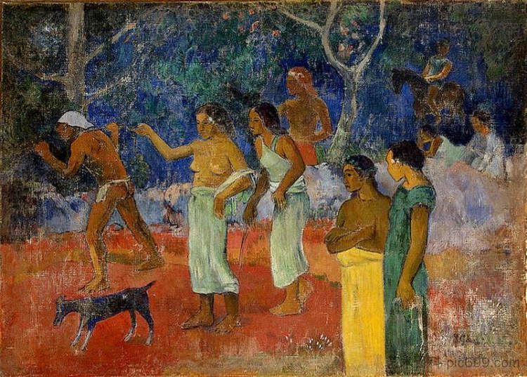 大溪地生活的场景 Scene from Tahitian Life (1896),保罗·高更