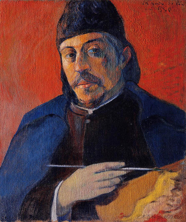 带调色板的自画像 Self portrait with palette (1894; Paris,France  )，保罗·高更