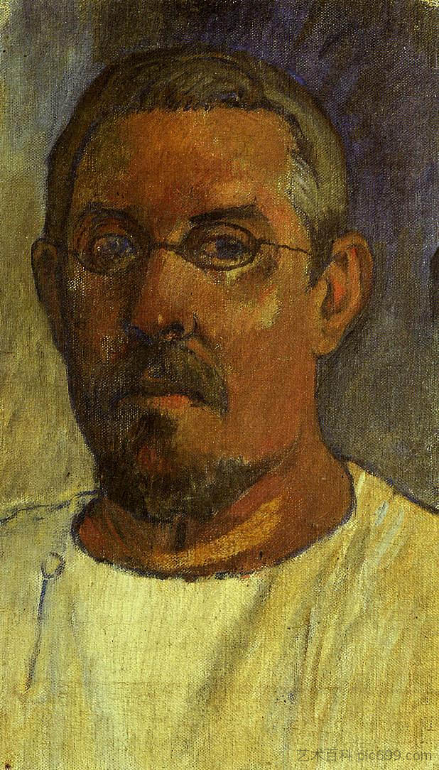 戴眼镜的自画像 Self portrait with spectacles (1903; French Polynesia  )，保罗·高更