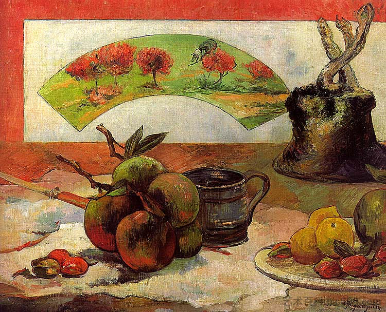 带风扇的静物 Still Life with a Fan (c.1889; France ),保罗·高更