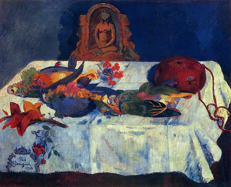 静物与鹦鹉 Still Life with Parrots (1902; French Polynesia  )，保罗·高更