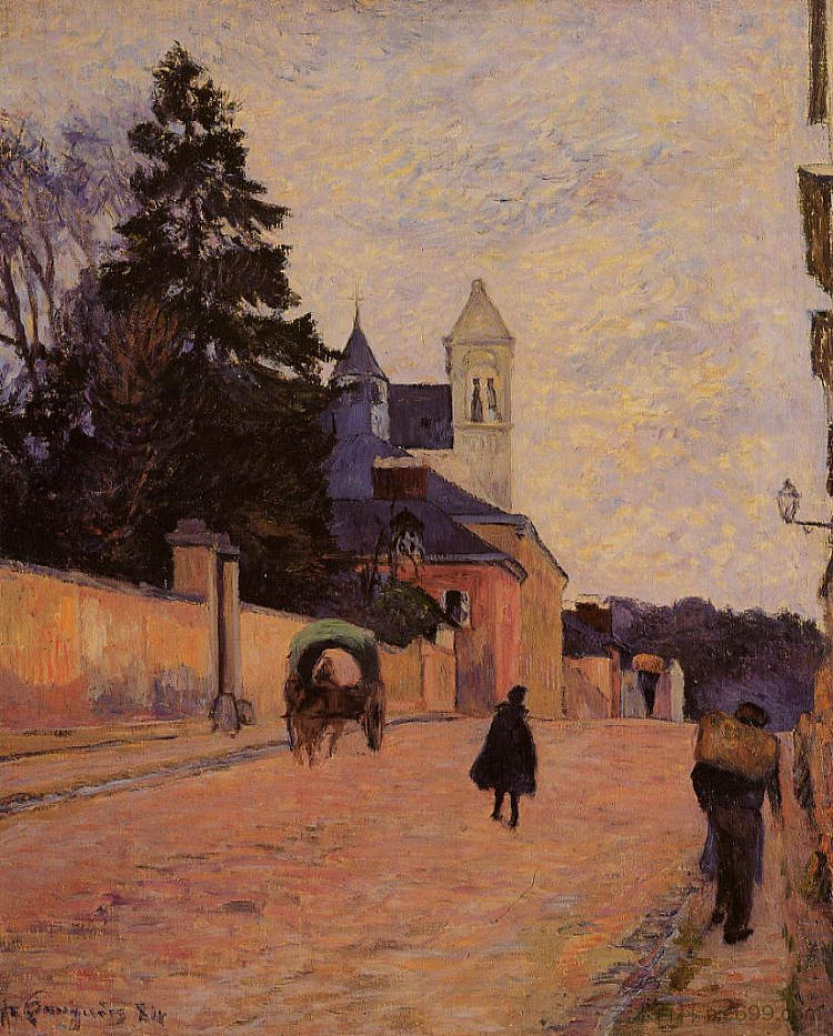 鲁昂的街道 Street in Rouen (1884; Déville-lès-rouen / Maromme / Déville,France ),保罗·高更