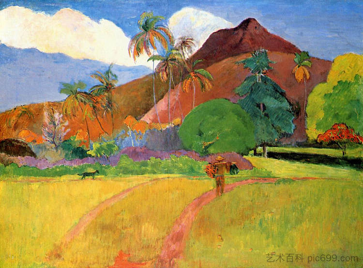 大溪地山脉 Tahitian mountains (1893; French Polynesia  )，保罗·高更