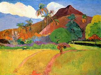 大溪地山脉 Tahitian mountains (1893; French Polynesia                     )，保罗·高更