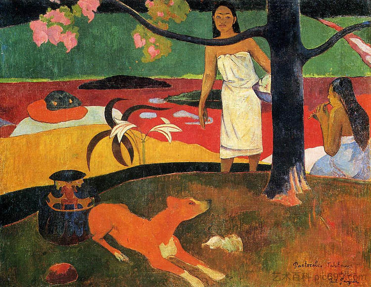 大溪地田园 Tahitian pastorale (1898; Punaauia,French Polynesia ),保罗·高更