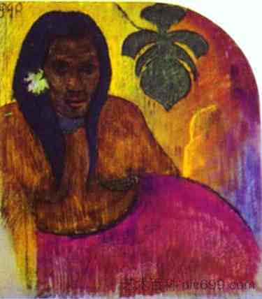 大溪地女人 Tahitian Woman (1899; French Polynesia  )，保罗·高更