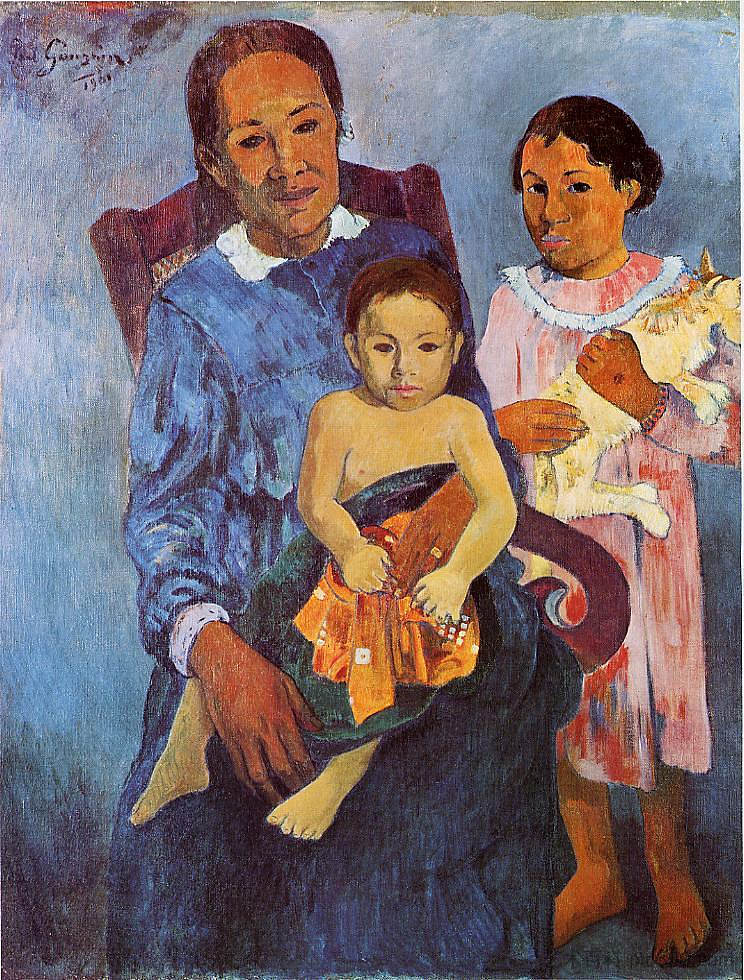 大溪地妇女和两个孩子 Tahitian woman and two children (1901; French Polynesia ),保罗·高更