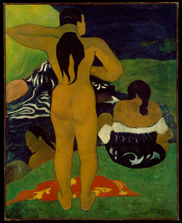 大溪地妇女洗澡 Tahitian Women Bathing (1892)，保罗·高更