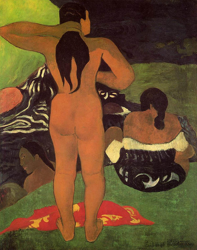 海滩上的大溪地妇女 Tahitian women on the beach (1892; French Polynesia ),保罗·高更