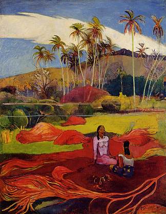 手掌下的大溪地妇女 Tahitian women under the palms (1892; French Polynesia                     )，保罗·高更