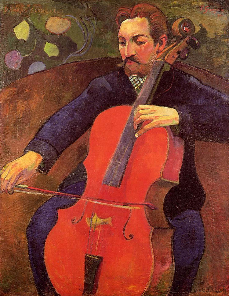 大提琴家（乌帕·谢克卢德的肖像） The Cellist (Portrait of Upaupa Scheklud) (1894)，保罗·高更