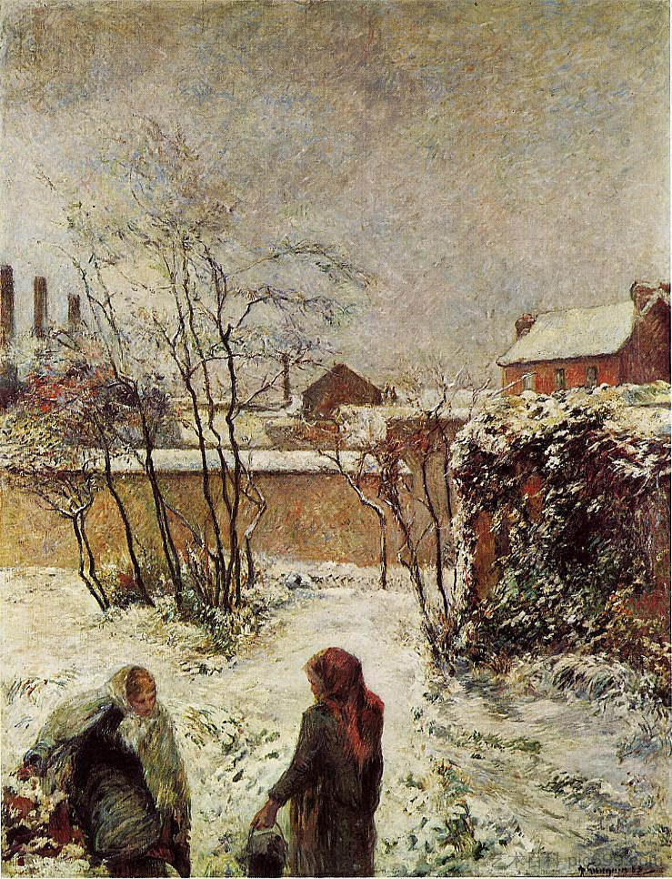 冬天的花园，卡塞尔街 The garden in winter, rue Carcel (1883; Paris,France  )，保罗·高更