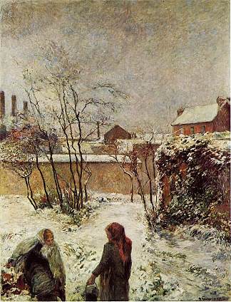 冬天的花园，卡塞尔街 The garden in winter, rue Carcel (1883; Paris,France                     )，保罗·高更