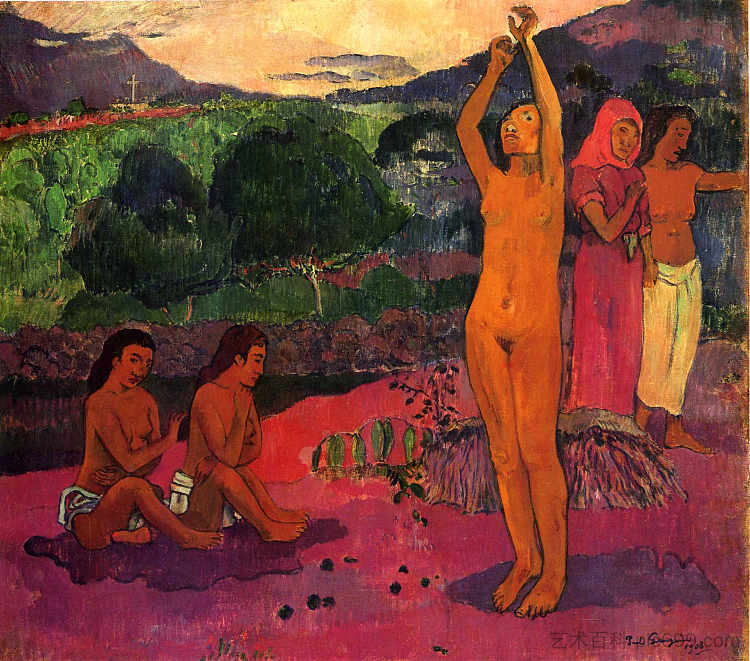 调用 The Invocation (1903; French Polynesia  )，保罗·高更