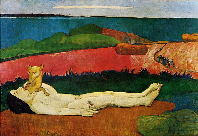 失去童贞(春天的觉醒) The loss of virginity (Awakening of spring) (1891; French Polynesia ),保罗·高更