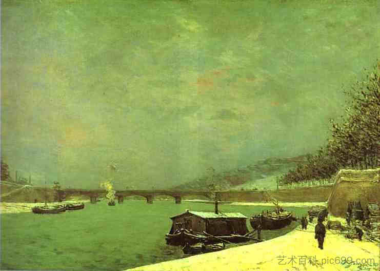 耶纳桥的塞纳河 The Seine at the Pont d'Iena (1875; Paris,France ),保罗·高更